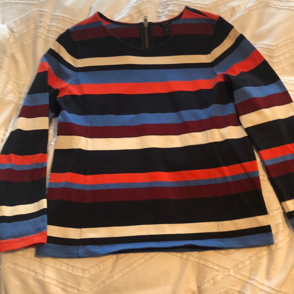 J crew zip back striped top